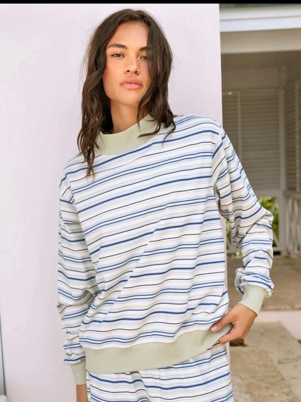 NWT Parke Striped Mockneck Pullover - Sea Stripe